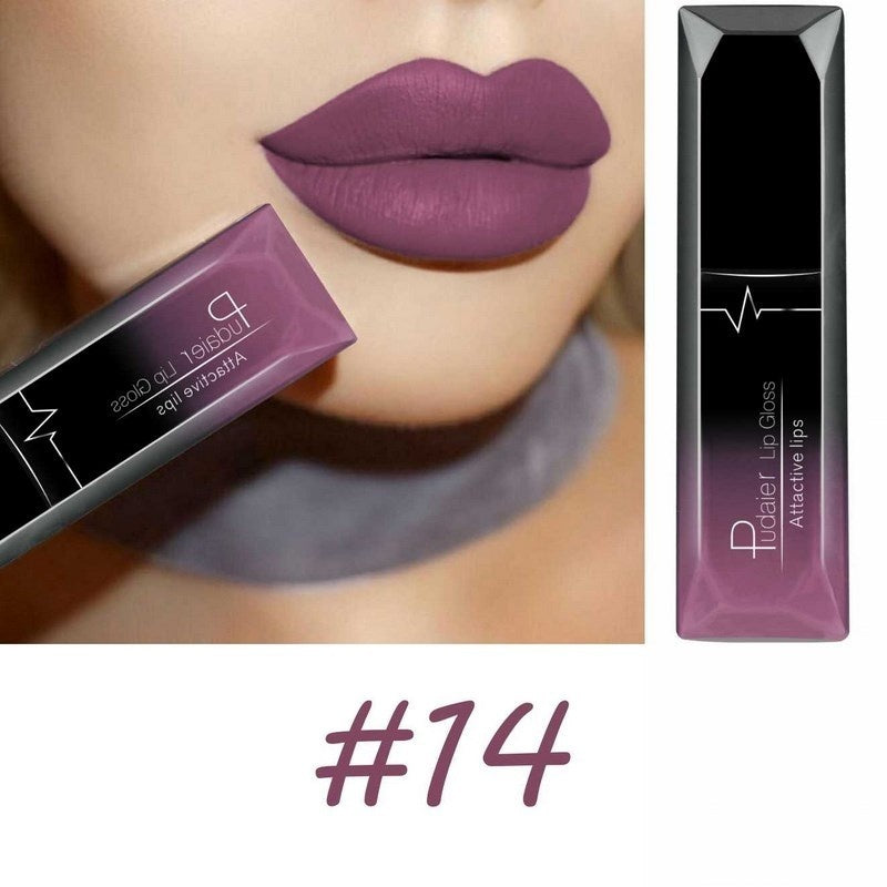 Maquiagem labial, 18 cores, brilho labial super matte,  longa duraçao.