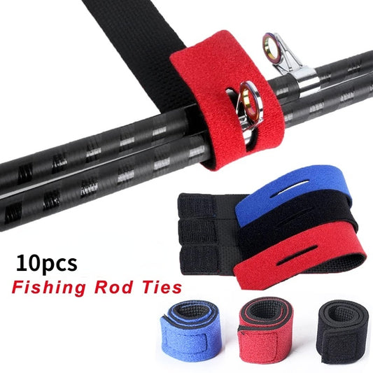 10 peças de cintos para varas de pesca, amarras para varas de spinning, varas de mosca, acessórios para equipamentos de pesca com cordas de fixação