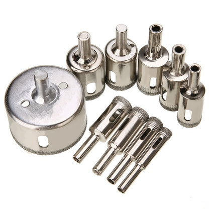 Conjunto de 10 brocas para serra copo com revestimento de diamante