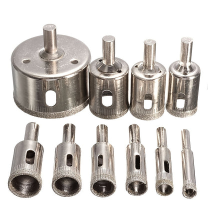 Conjunto de 10 brocas para serra copo com revestimento de diamante
