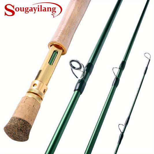 Vara de pesca com mosca Sougayilang Premium de 9 pés - Fibra de carbono 30T, 7/8wt, cabo de cortiça - Ideal para pescadores