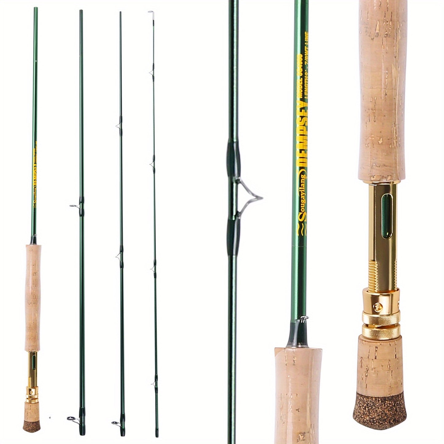 Vara de pesca com mosca Sougayilang Premium de 9 pés - Fibra de carbono 30T, 7/8wt, cabo de cortiça - Ideal para pescadores