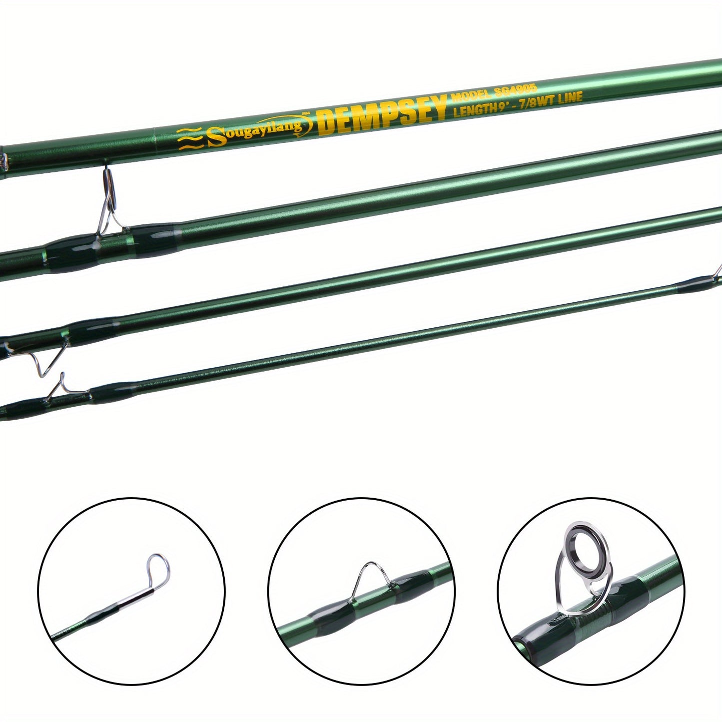 Vara de pesca com mosca Sougayilang Premium de 9 pés - Fibra de carbono 30T, 7/8wt, cabo de cortiça - Ideal para pescadores