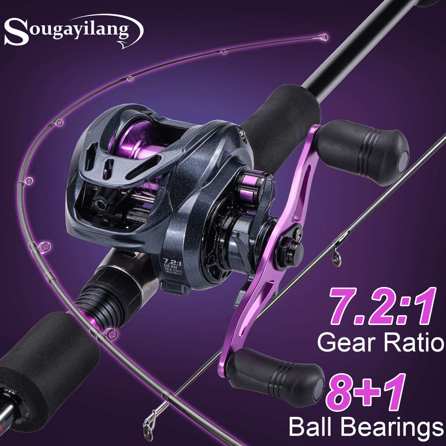 Conjunto de vara e molinete de pesca Sougayilang, vara de pescar