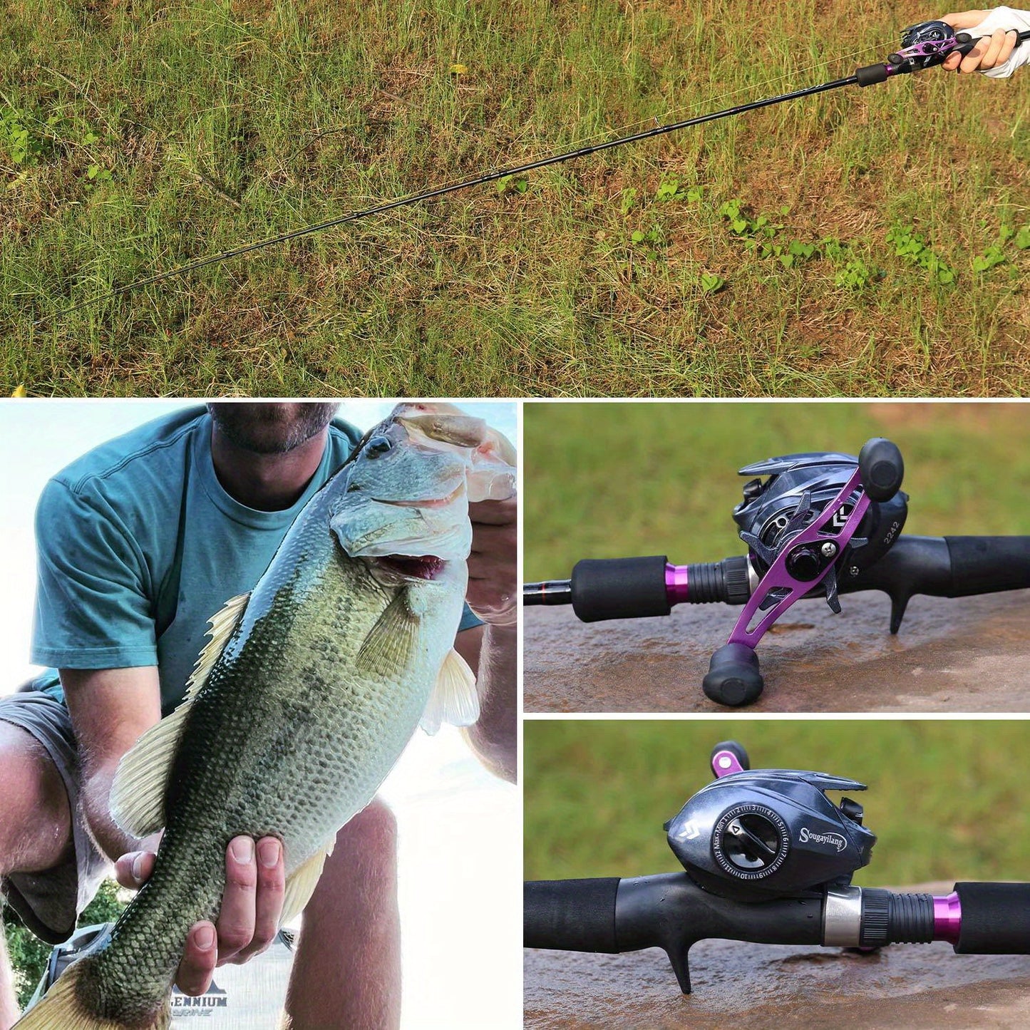Conjunto de vara e molinete de pesca Sougayilang, vara de pescar