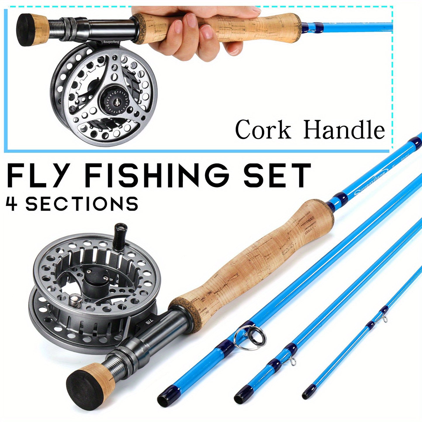 ougayilang Kit de iniciação para pesca com mosca padrão com bolsa