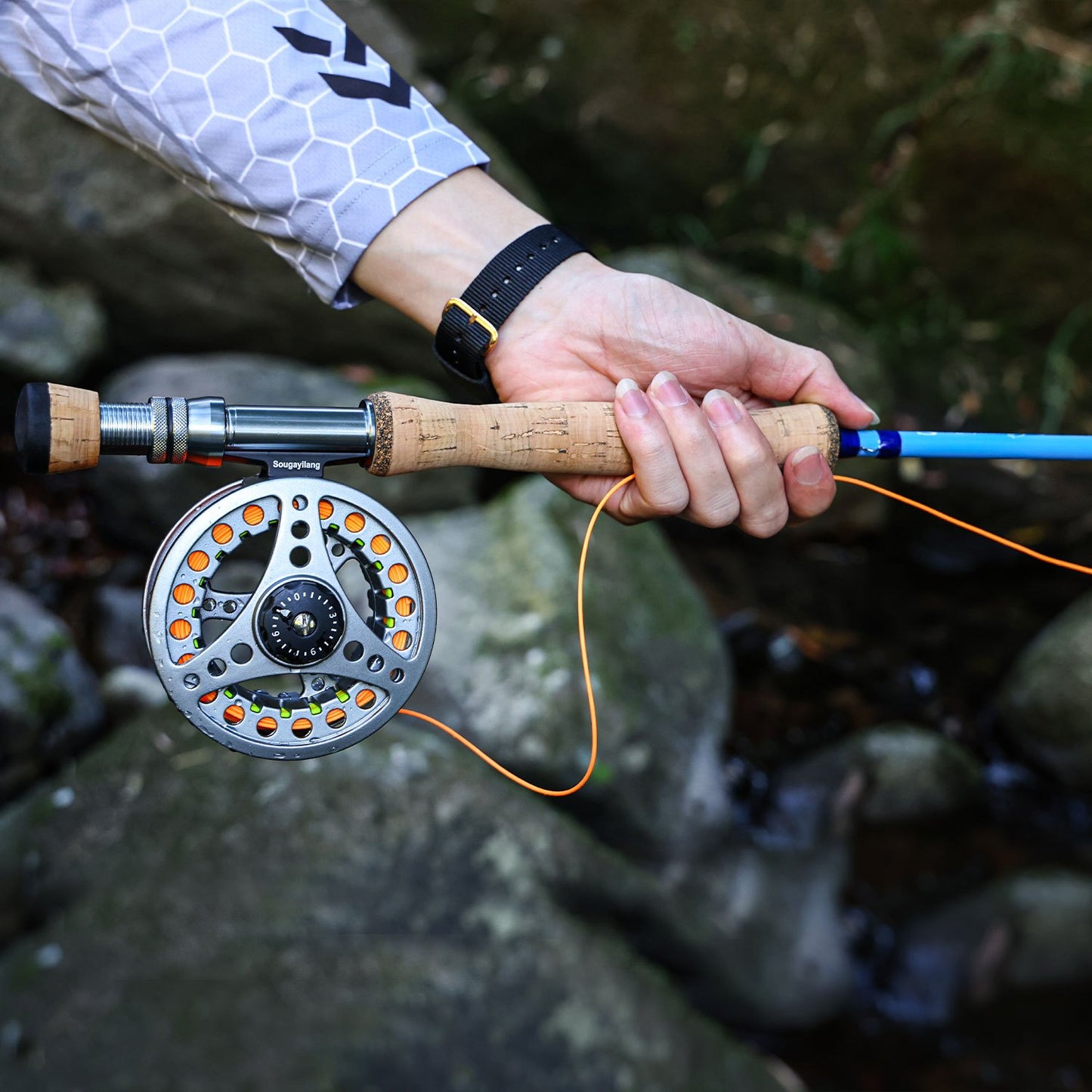 ougayilang Kit de iniciação para pesca com mosca padrão com bolsa