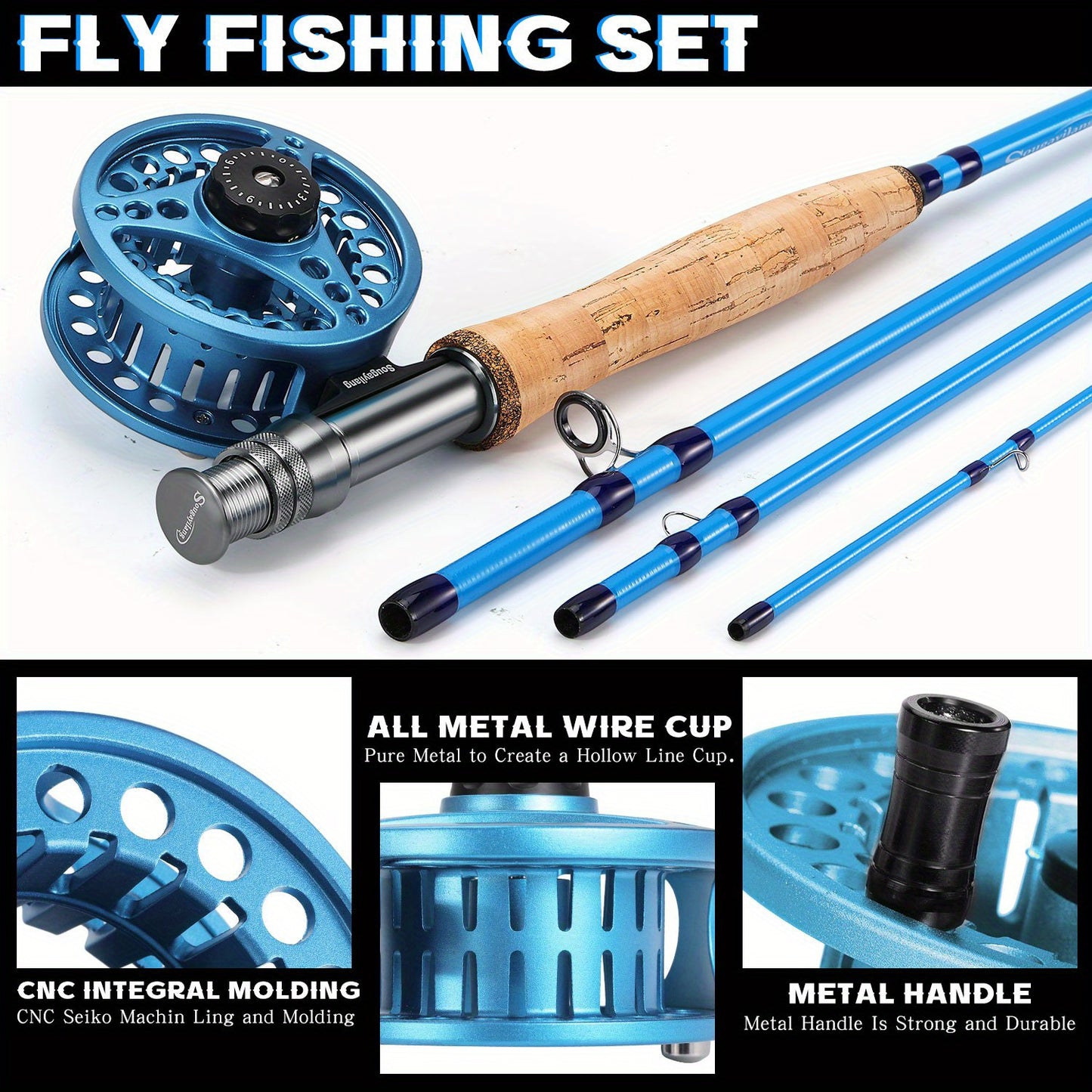 ougayilang Kit de iniciação para pesca com mosca padrão com bolsa