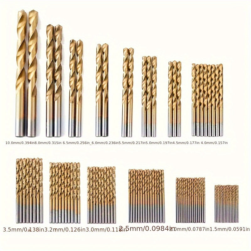 Conjunto de brocas revestidas de titânio com 13/30/50/90 peças, haste sextavada