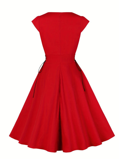Vestido curto feminino estilo A-Line, vestido de coquetel franzido.