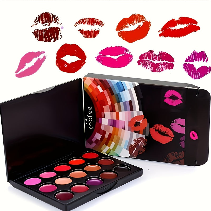 Paleta de batons à prova d'água 15 cores de batons matte.