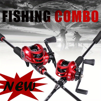 Conjunto de vara e carretilha de pesca Sougayilang Baitcasting - Vara de carbono