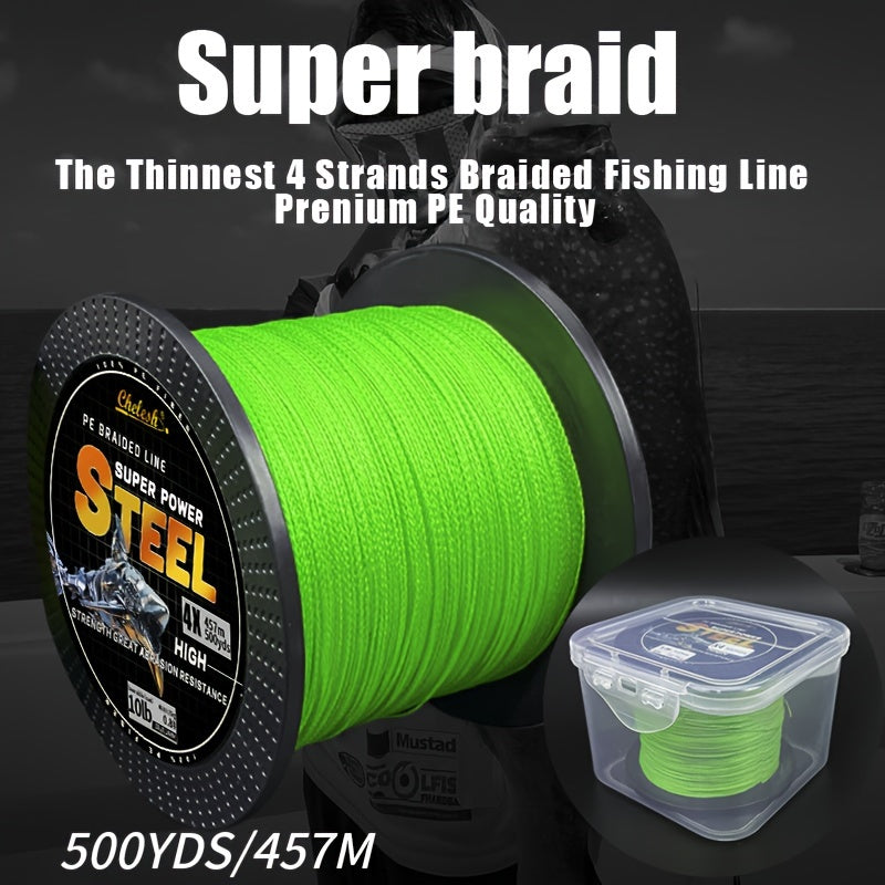 Linha de pesca trançada de PE ultradurável de 4 fios 457M/500YDS de 10 a 100 libras