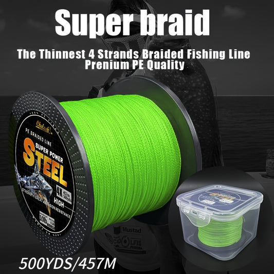 Linha de pesca trançada de PE ultradurável de 4 fios 457M/500YDS de 10 a 100 libras