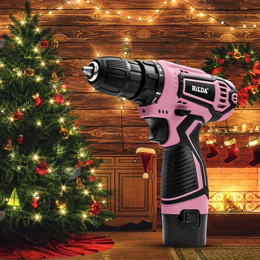 Conjunto de furadeira e parafusadeira sem fio rosa 12 V,
