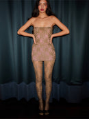 Conjunto de 2 peças para mulheres, transparente, renda, top.