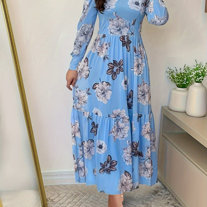 Vestido chique com estampa floral e decote em V para mulheres .