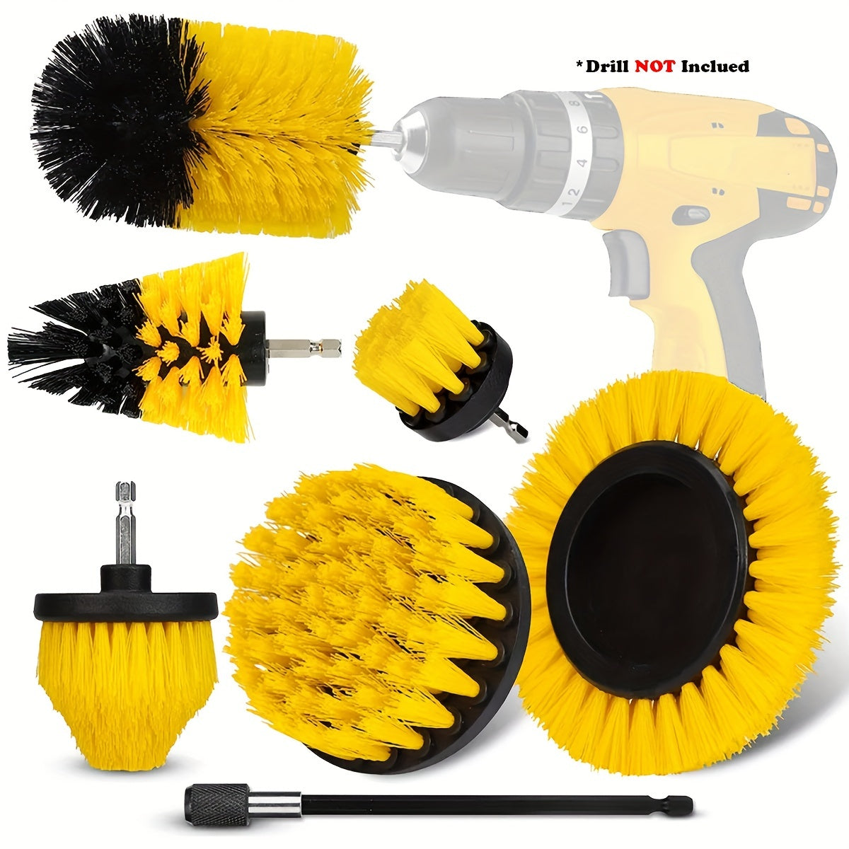 Conjunto de 7 peças de escovas para furadeira, kit de ferramentas de limpeza