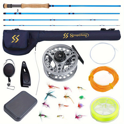 ougayilang Kit de iniciação para pesca com mosca padrão com bolsa
