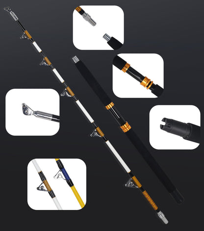 Vara de pesca de corrico de 2 seções - Vara de pesca de jigging lento em água salgada para garoupas, 80-180 libras/100-200 libras, 165 cm/5,4 pés de comprimento