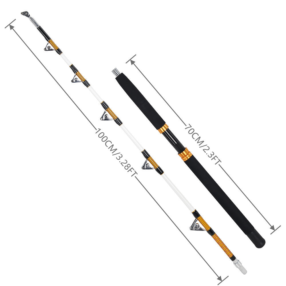 Vara de pesca de corrico de 2 seções - Vara de pesca de jigging lento em água salgada para garoupas, 80-180 libras/100-200 libras, 165 cm/5,4 pés de comprimento