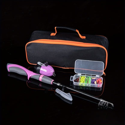 Kit combinado de vara de pesca telescópica portátil e carretel - 130 cm, isca incluída