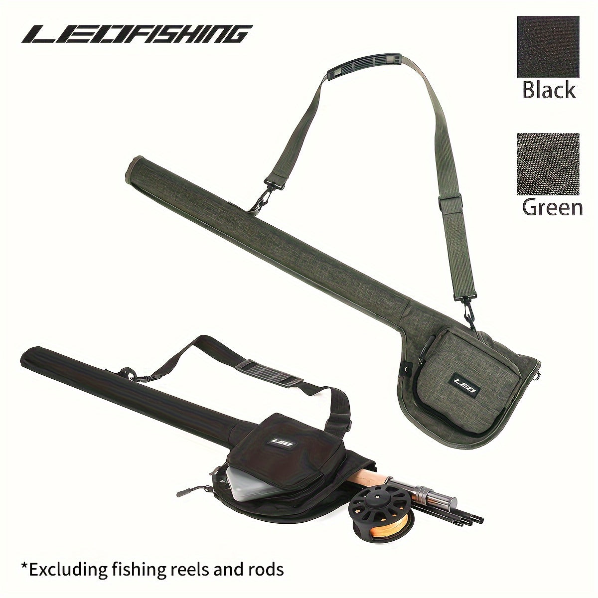 LEOFISHING Estojo de armazenamento de luxo para varas e molinetes de pesca com mosca - à prova d'água, proteção completa, compacto, durável e portátil, bolsa para equipamentos para viagens de pesca em água doce - fácil de transportar e armazenar