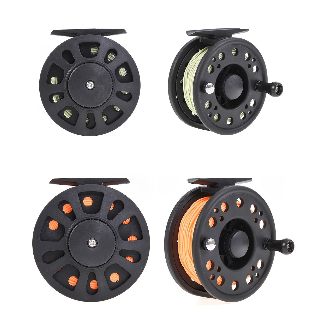 Conjunto combinado de carretel e linha de pesca com mosca pré-carregados..