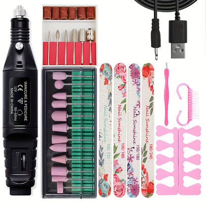 High-Power Cordless Nail Drill Machine - Effortless Gel & Acrylic Nail Polisher - Rechargeable Efile Kit with Variable Speed & Professional Bits for Salon-Quality Manicures at Home - Complete, Safe & Versatile