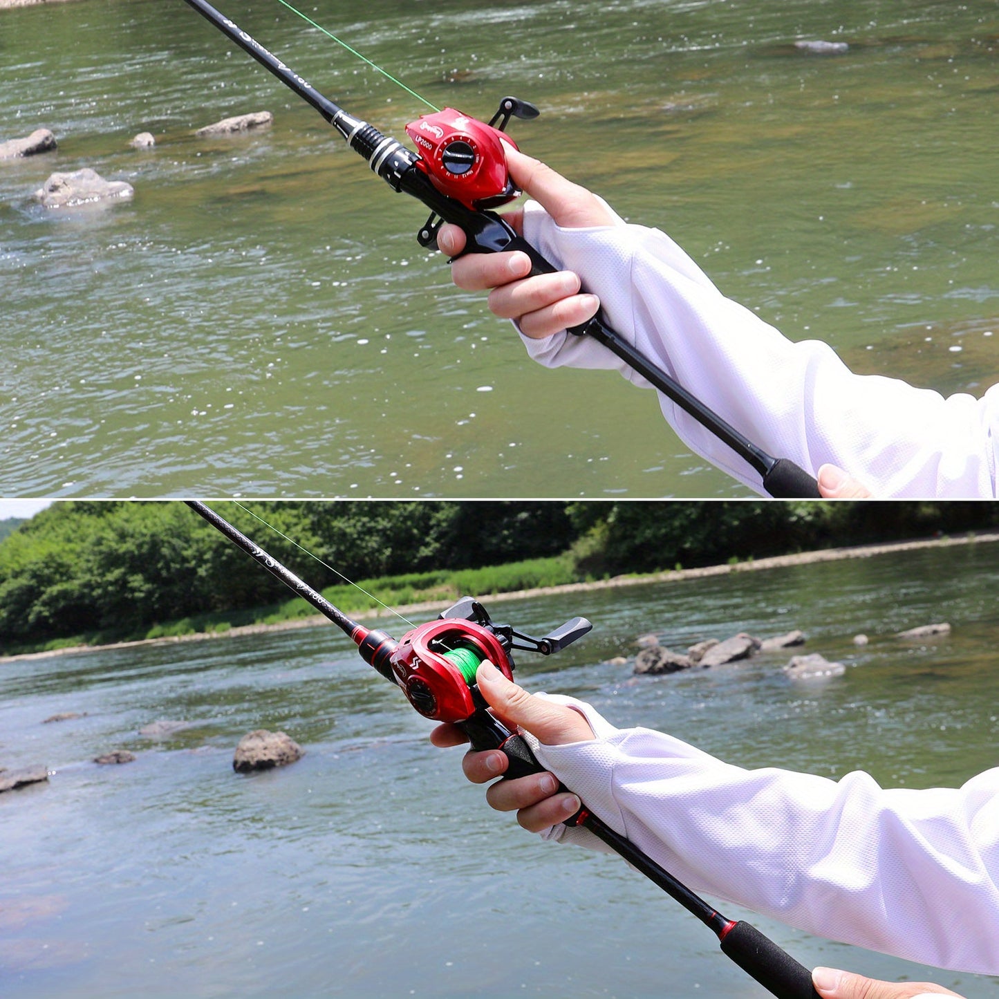 Conjunto de vara e carretilha de pesca Sougayilang Baitcasting - Vara de carbono de 1,8 m/5,9 pés com carretilha ultraleve - Perfeito para viagens, pesca em água salgada e doce