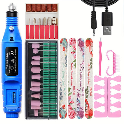 High-Power Cordless Nail Drill Machine - Effortless Gel & Acrylic Nail Polisher - Rechargeable Efile Kit with Variable Speed & Professional Bits for Salon-Quality Manicures at Home - Complete, Safe & Versatile