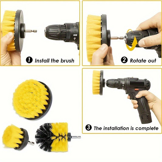 Conjunto de 3 acessórios para escova ,kit de ferramentas para escova de lavagem