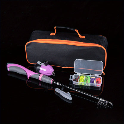 Kit combinado de vara de pesca telescópica portátil e carretel - 130 cm, isca incluída