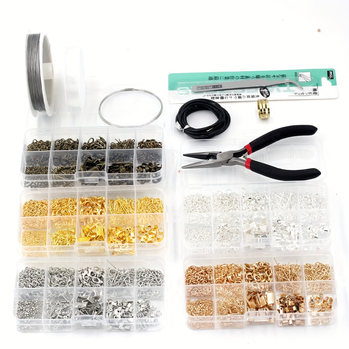 Kit para iniciantes em fabricação de joias com 900 peças, brincos, colares, ETC...