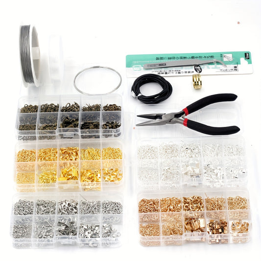 Kit para iniciantes em fabricação de joias com 900 peças, brincos, colares, ETC...