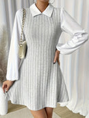 Vestido casual em formato de A, de malha, com costura colorida