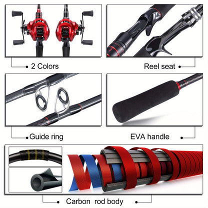 Conjunto de vara e carretilha de pesca Sougayilang Baitcasting - Vara de carbono