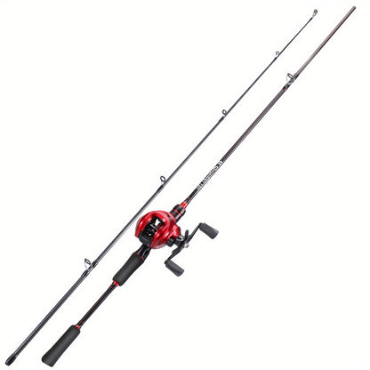 Conjunto de vara e carretilha de pesca Sougayilang Baitcasting - Vara de carbono de 1,8 m/5,9 pés com carretilha ultraleve - Perfeito para viagens, pesca em água salgada e doce