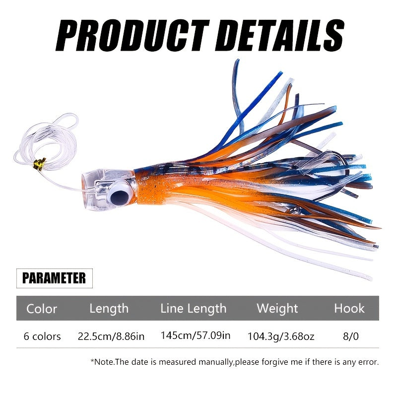 isca de polvo de resina premium com saia macia para pesca em alto mar.