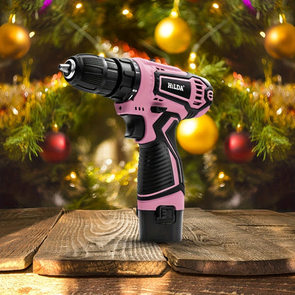 Conjunto de furadeira e parafusadeira sem fio rosa 12 V,
