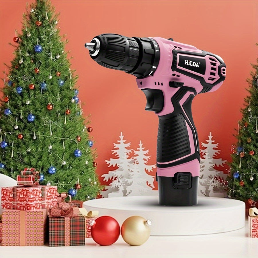 Conjunto de furadeira e parafusadeira sem fio rosa 12 V,