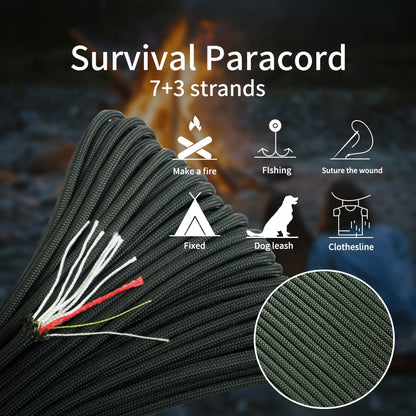 Corda multiuso de 7 fios de 100 pés/1220,47 pol. com cordão de fogo, linha de pesca