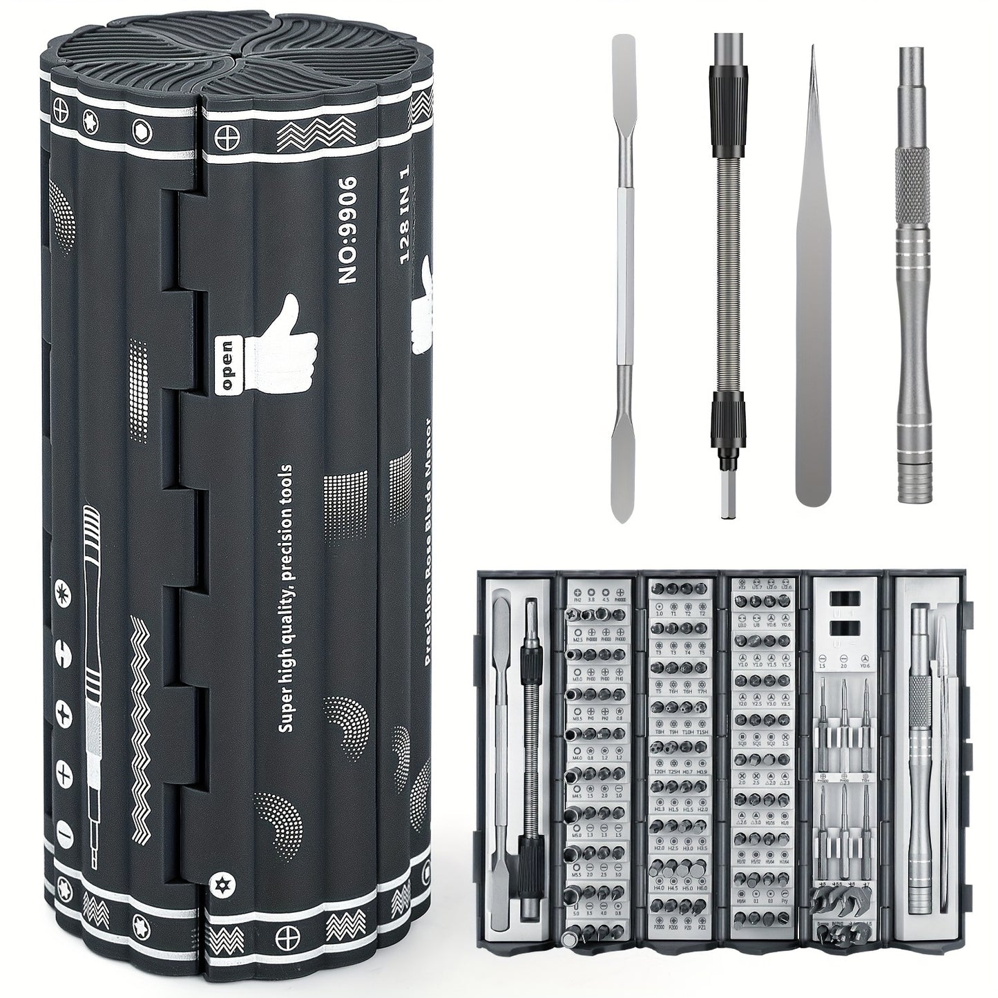 Conjunto de chaves de fenda de precisão 128 em 1, kit de chave de fenda magnética com eixo flexível, kit profissional de ferramentas de reparo magnético para computador, laptop, Xbox, console de jogos, ferramentas masculinas para presente