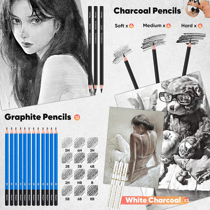 Conjunto de lápis de desenho Ultimate com 35 peças - Ferramentas premium