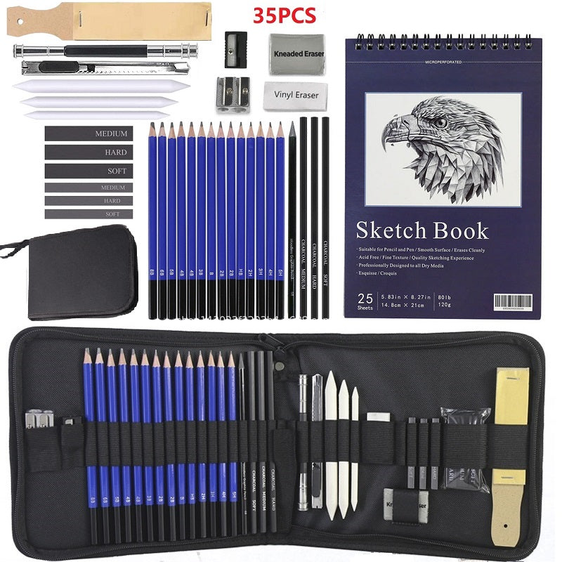 Conjunto de lápis de desenho Ultimate com 35 peças - Ferramentas premium