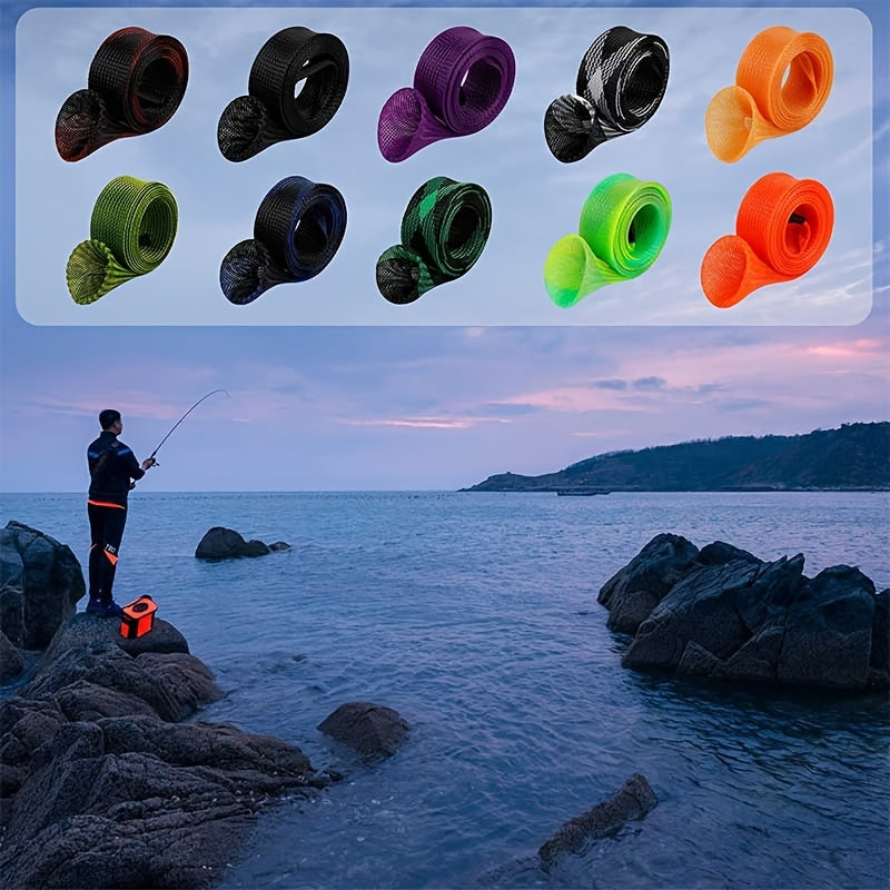 Pacote com 12 capas para varas de pesca em malha trançada - protege varas de arremesso e spinning, ideais para pesca marítima e armazenamento de equipamentos