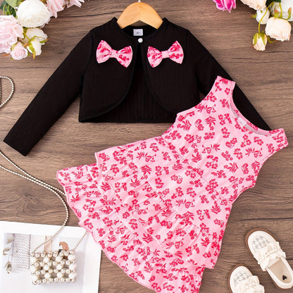 Conjunto de 2 peças de roupa feminina, doce e estilosa, blusa de manga comprida.