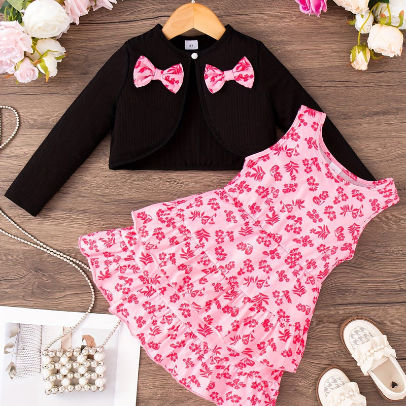 Conjunto de 2 peças de roupa feminina, doce e estilosa, blusa de manga comprida.