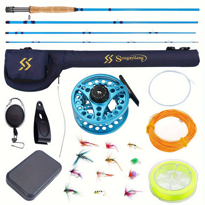 ougayilang Kit de iniciação para pesca com mosca padrão com bolsa