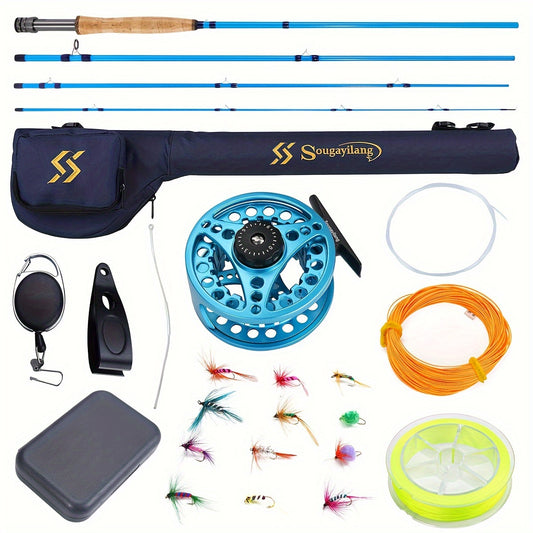 ougayilang Kit de iniciação para pesca com mosca padrão com bolsa